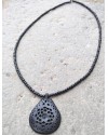 Alphabey's Black Wooden Jali Necklace For Women
